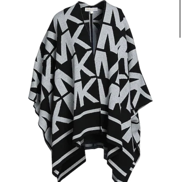 ⚠️SOLD⚠️ MK LOGO WOOL BLEND PONCHO - Picture 5 of 8